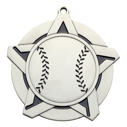 Super Star Baseball Medal 2.25" / Silver