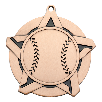 Super Star Baseball Medal 2.25" / Bronze (Copper Tone)