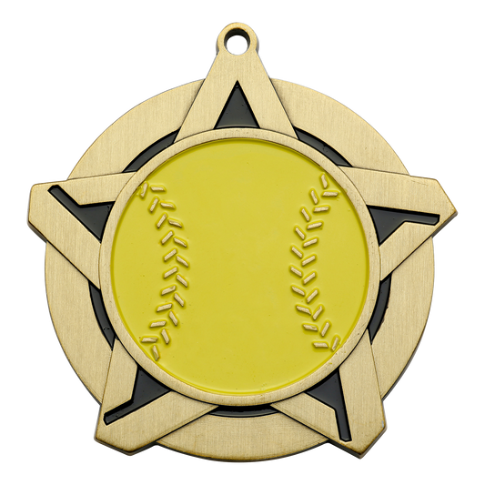 Super Star Softball Medal 2.25" / Gold
