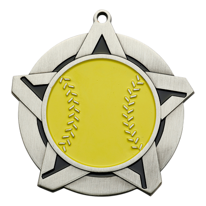 Super Star Softball Medal 2.25" / Silver