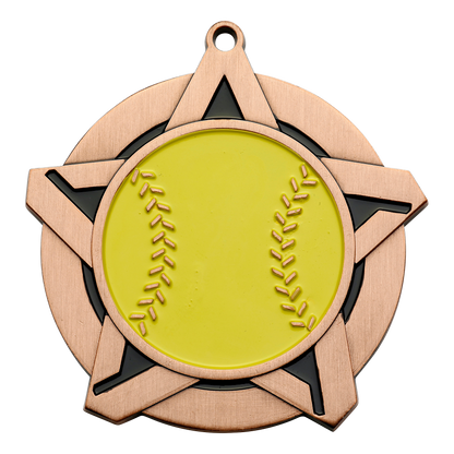 Super Star Softball Medal 2.25" / Bronze (Copper Tone)