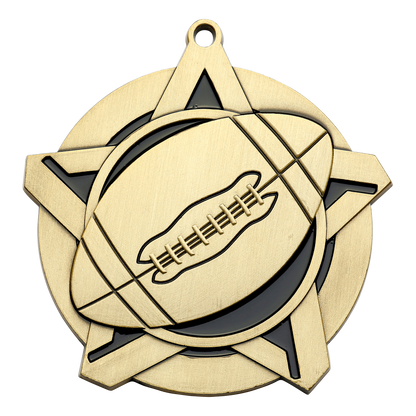 Super Star Football Medal 2.25" / Gold