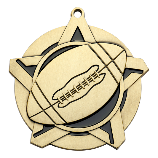 Super Star Football Medal 2.25" / Gold