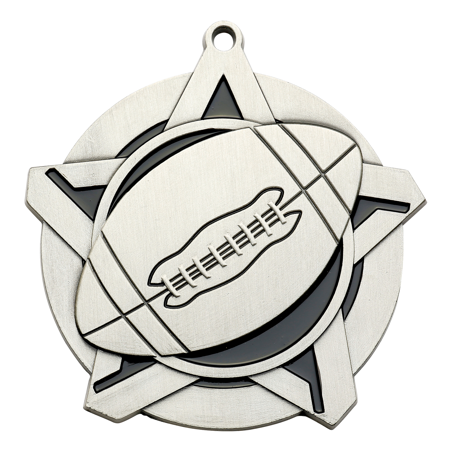 Super Star Football Medal 2.25" / Silver