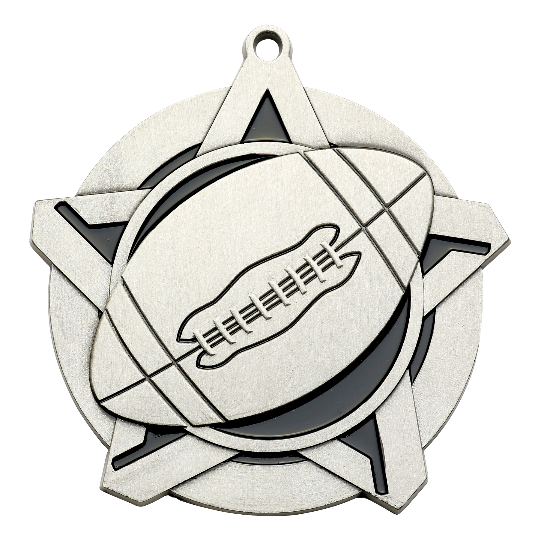 Super Star Football Medal 2.25" / Silver