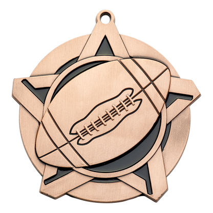 Super Star Football Medal 2.25" / Bronze (Copper Tone)
