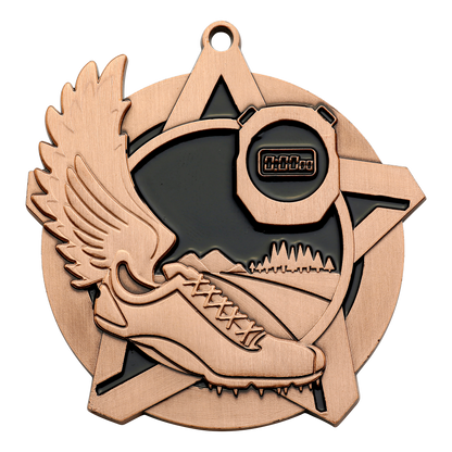 Super Star Cross Country Medal 2.25" / Bronze (Copper Tone)