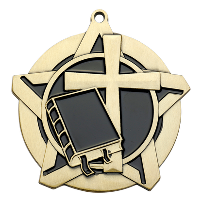Super Star Christian Medal 2.25" / Gold