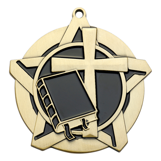 Super Star Christian Medal 2.25" / Gold