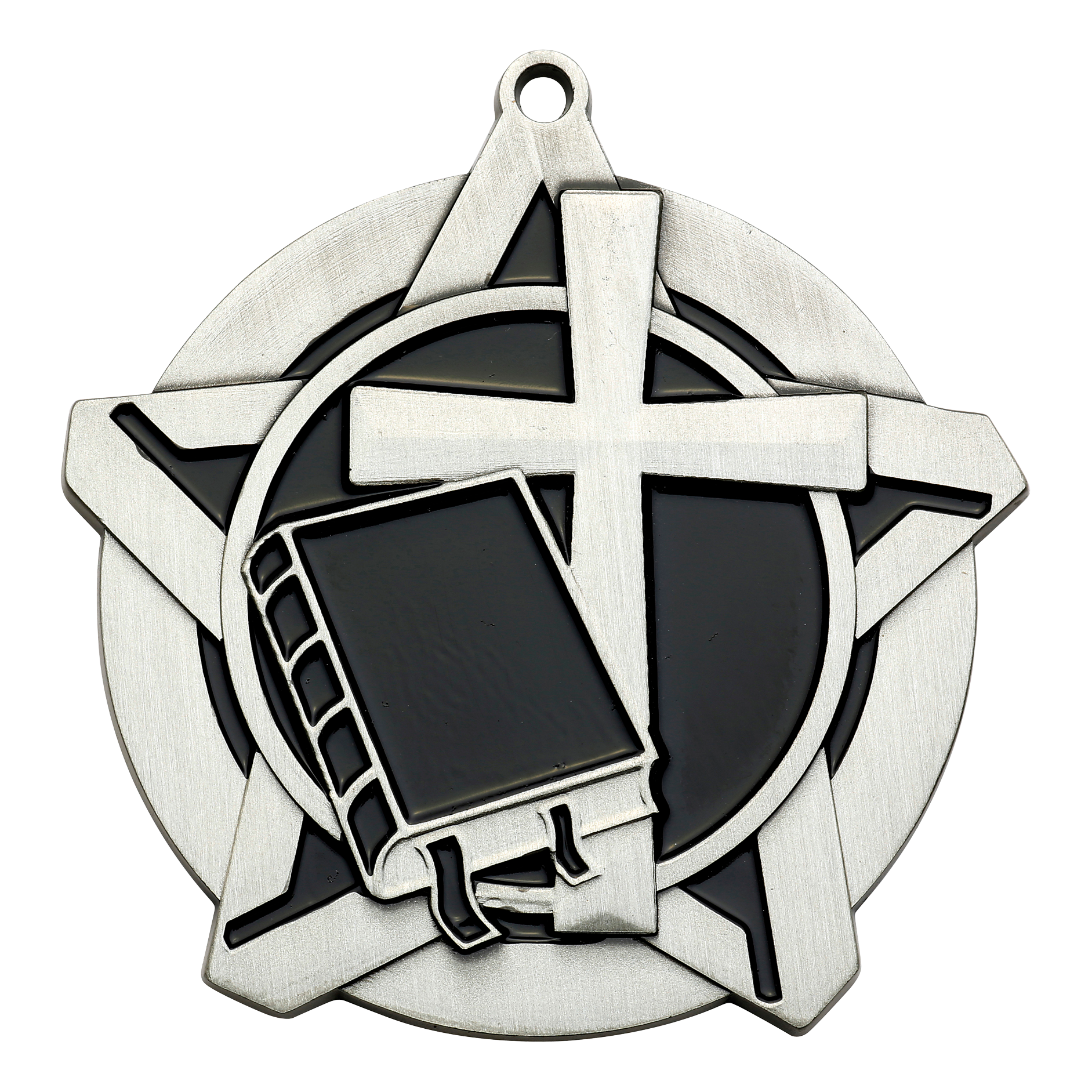 Super Star Christian Medal 2.25" / Silver