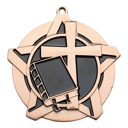 Super Star Christian Medal 2.25" / Bronze (Copper Tone)