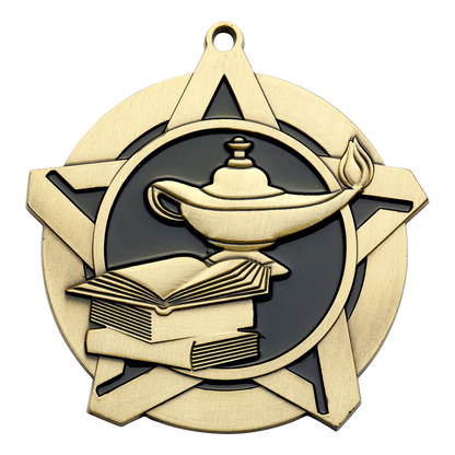Super Star Knowledge Medal 2.25" / Gold