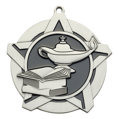Super Star Knowledge Medal 2.25" / Silver
