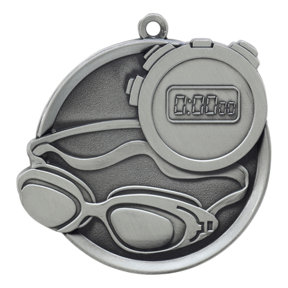 Mega Swimming Medal 2.25" / Silver