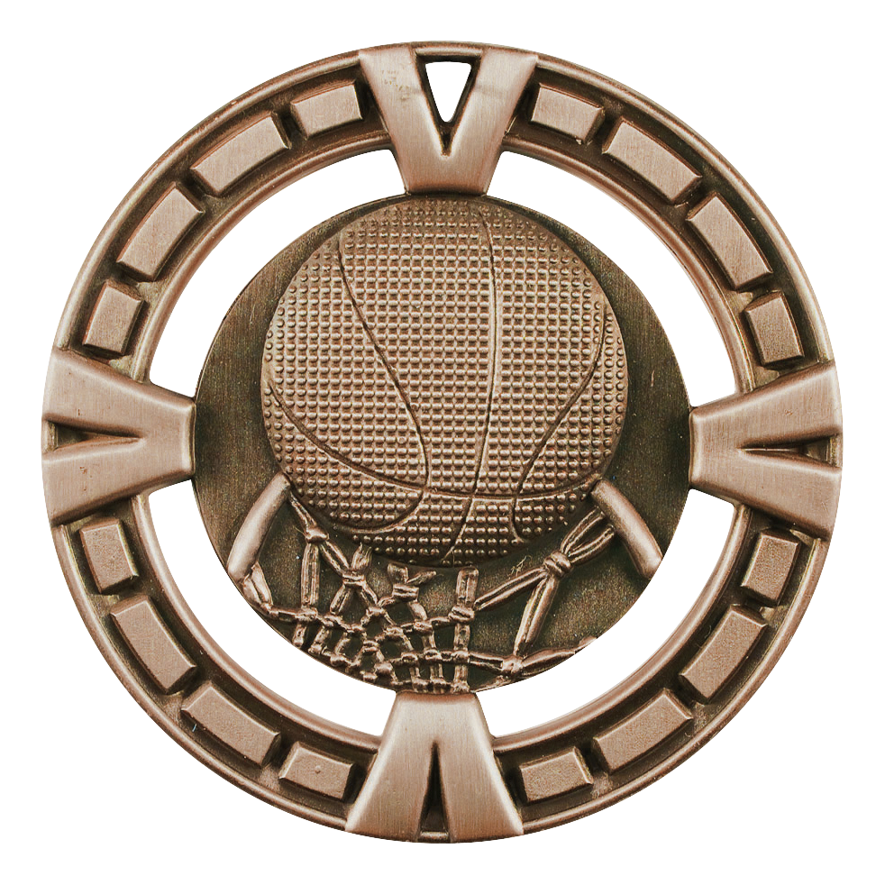 Celebration Basketball Medal 2.5" / Bronze (Copper Tone)