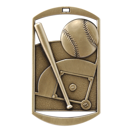 Rectangular Baseball Medal 2.75" / Gold