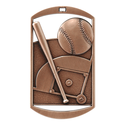 Rectangular Baseball Medal 2.75" / Bronze (Copper Tone)