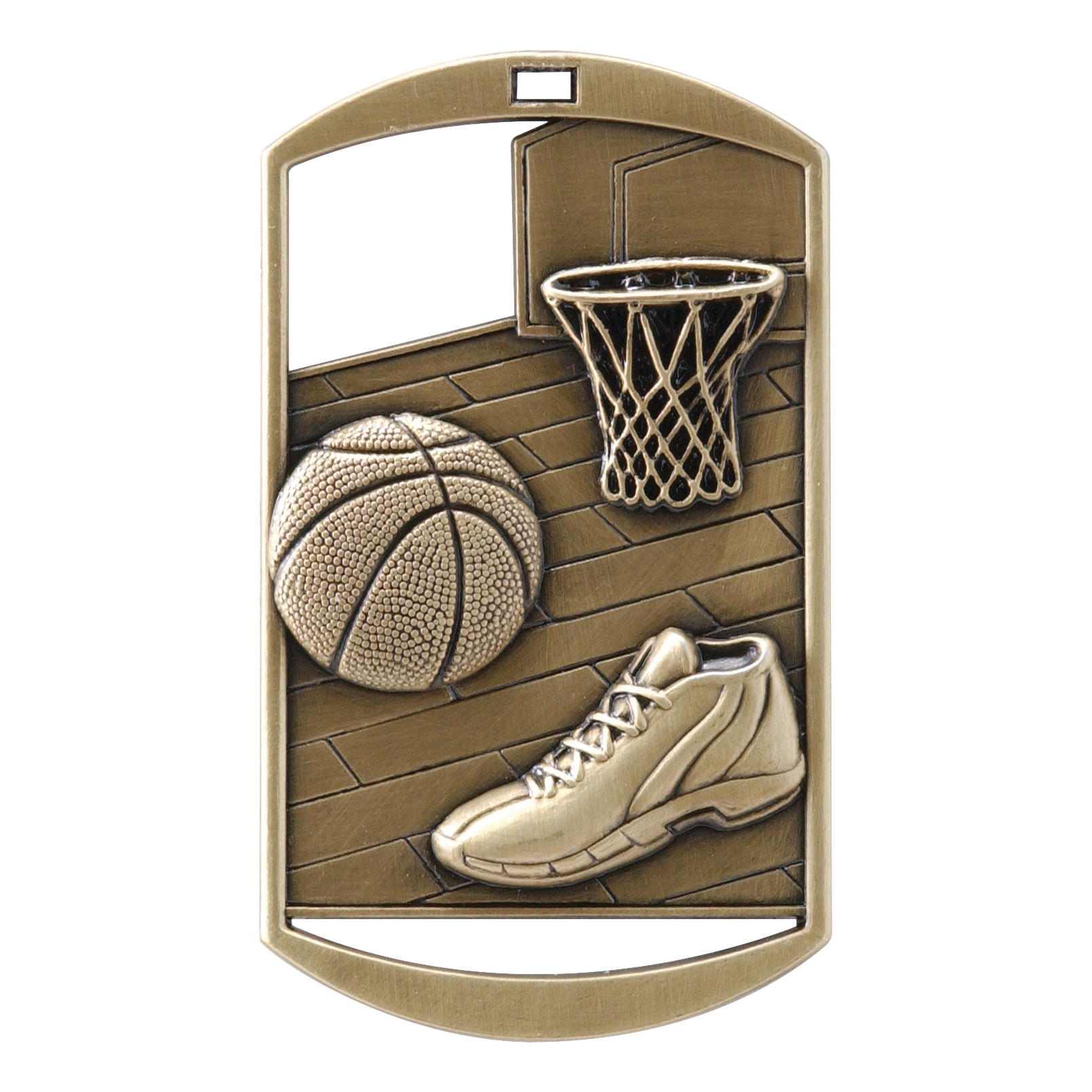 Rectangular Basketball Medal 2.75" / Gold