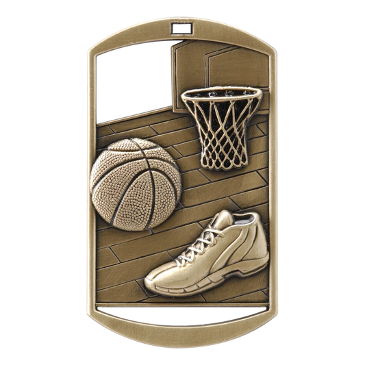 Rectangular Basketball Medal 2.75" / Gold