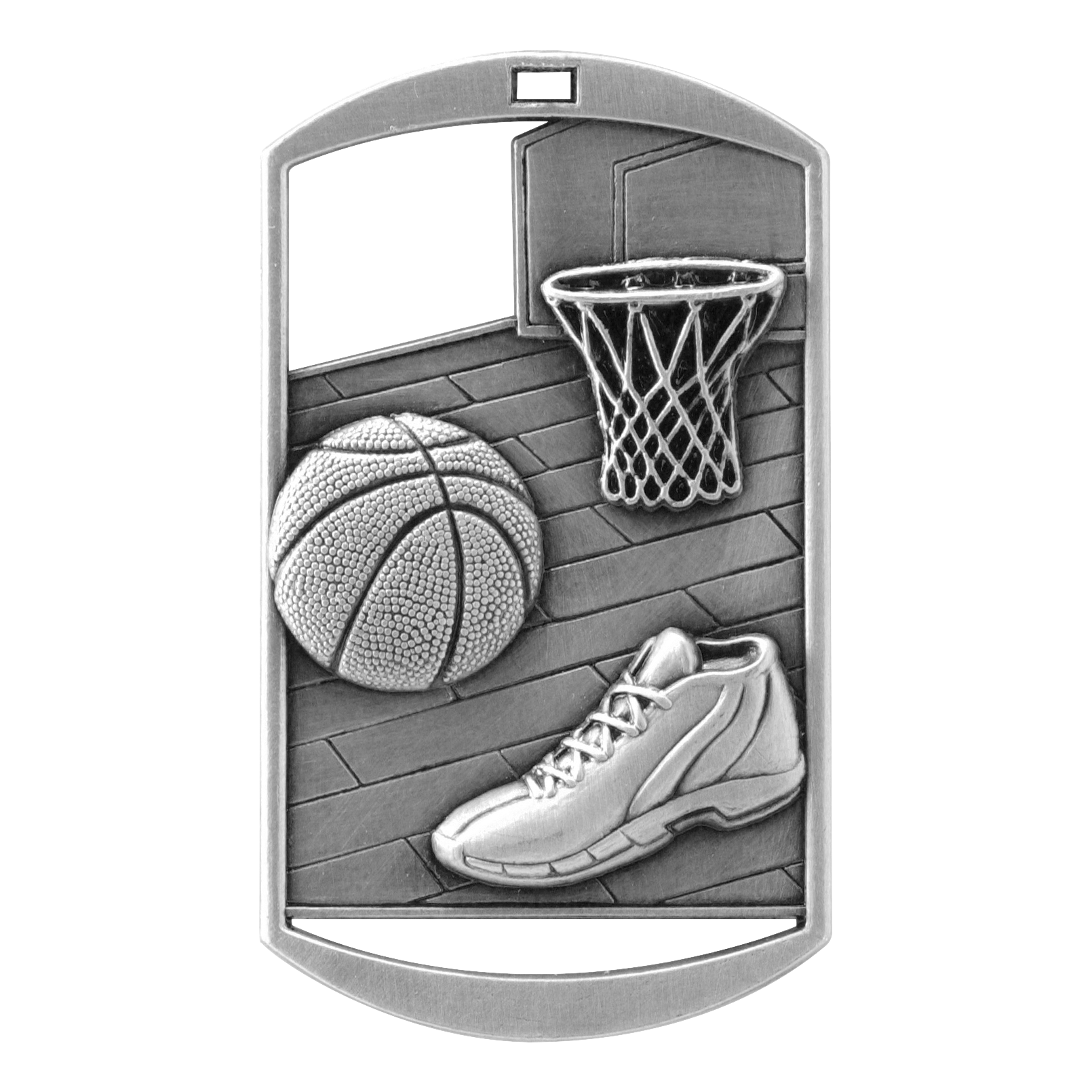 Rectangular Basketball Medal 2.75" / Silver