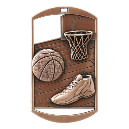Rectangular Basketball Medal 2.75" / Bronze (Copper Tone)
