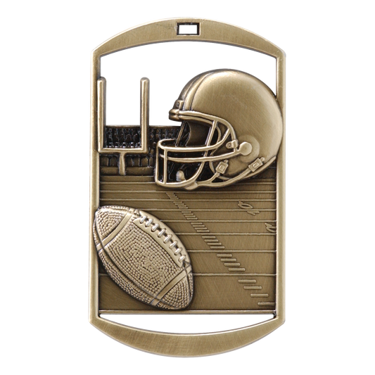 Rectangular Football Medal 2.75" / Gold