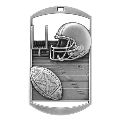 Rectangular Football Medal 2.75" / Silver
