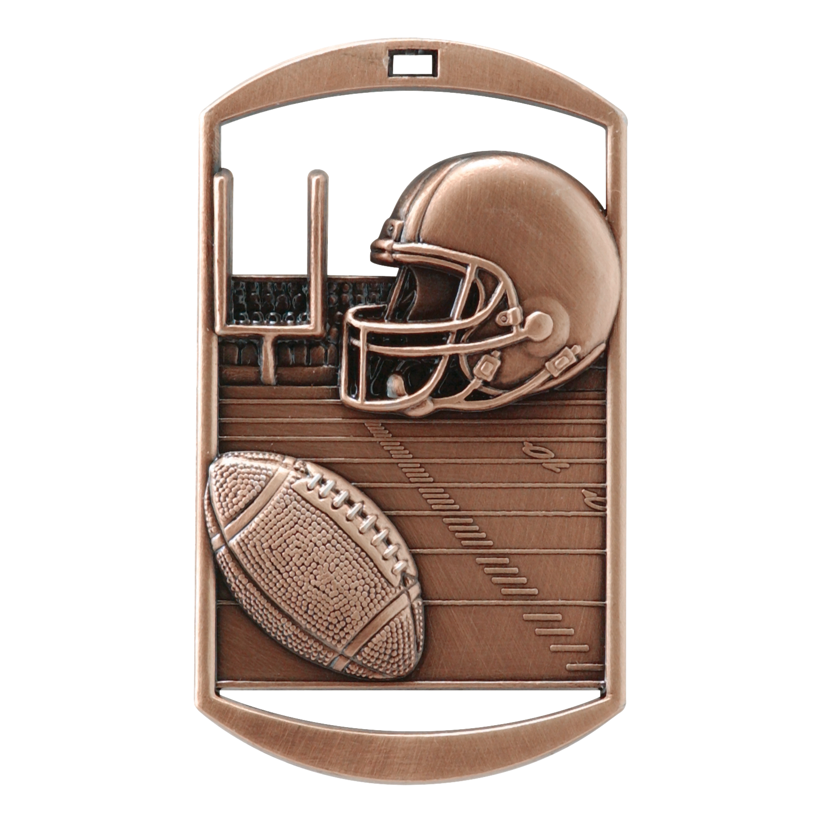 Rectangular Football Medal 2.75" / Bronze (Copper Tone)