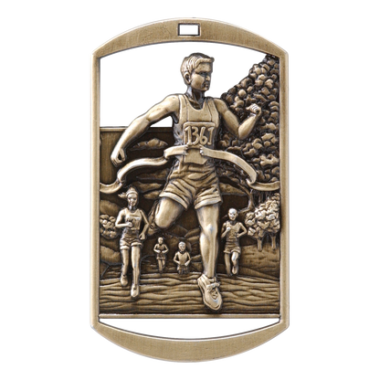 Rectangular Cross Country Medal 2.75" / Gold