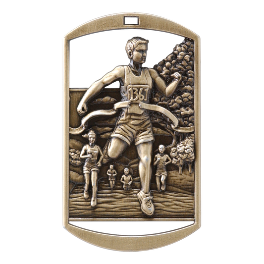 Rectangular Cross Country Medal 2.75" / Gold