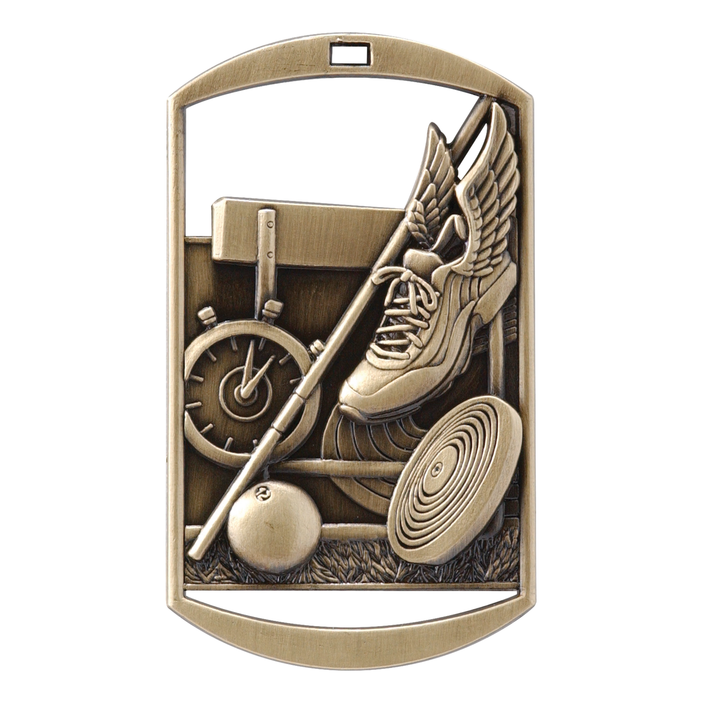 Rectangular Track & Field Medal 2.75" / Gold