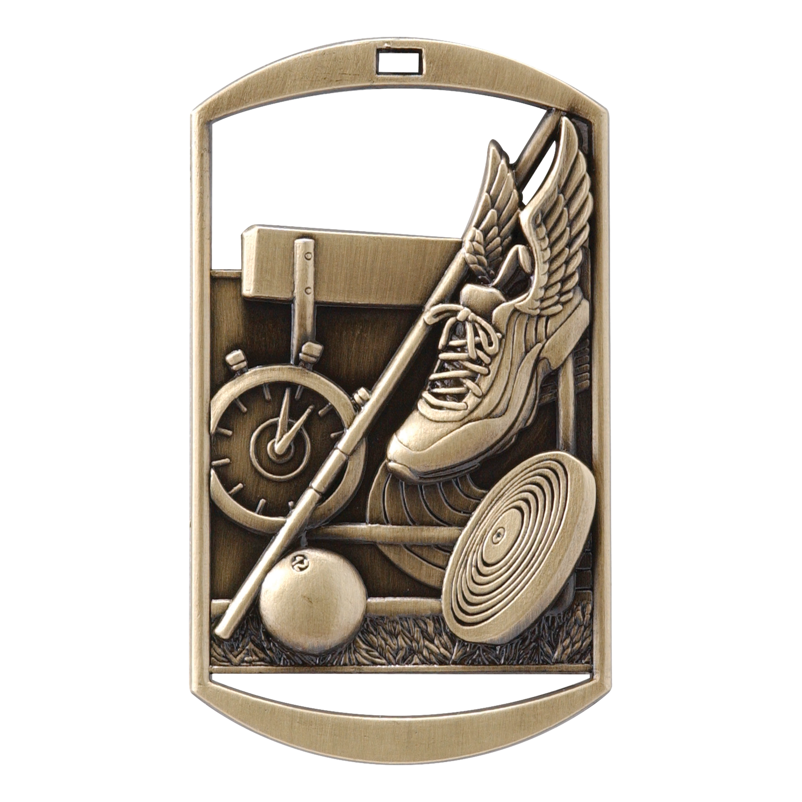 Rectangular Track & Field Medal 2.75" / Gold