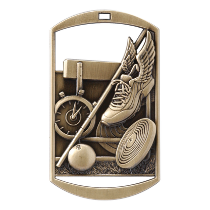 Rectangular Track & Field Medal 2.75" / Gold