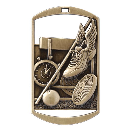 Rectangular Track & Field Medal 2.75" / Gold