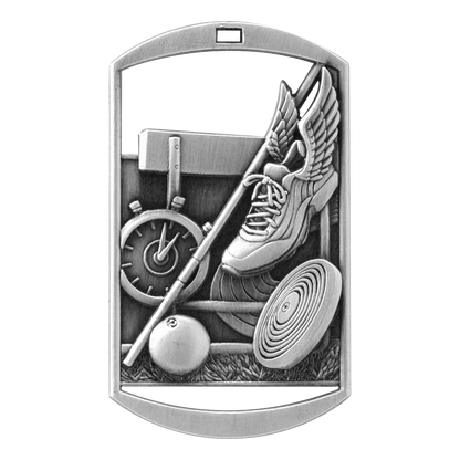 Rectangular Track & Field Medal 2.75" / Silver