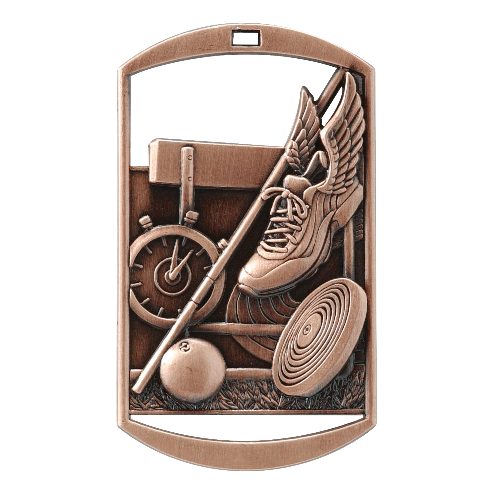 Rectangular Track & Field Medal 2.75" / Bronze (Copper Tone)