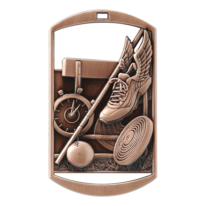 Rectangular Track & Field Medal 2.75" / Bronze (Copper Tone)
