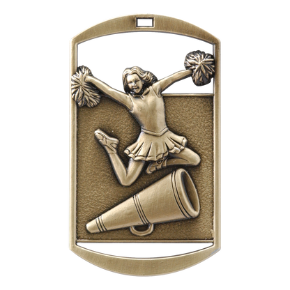 Rectangular Cheer Medal 2.75" / Gold