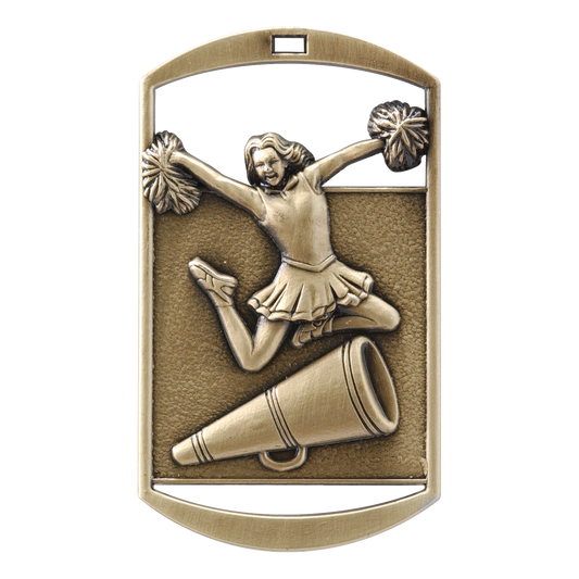 Rectangular Cheer Medal 2.75" / Gold