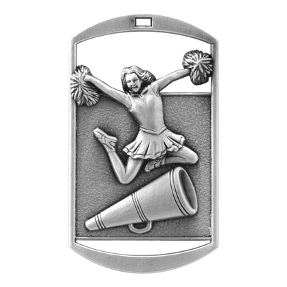 Rectangular Cheer Medal 2.75" / Silver