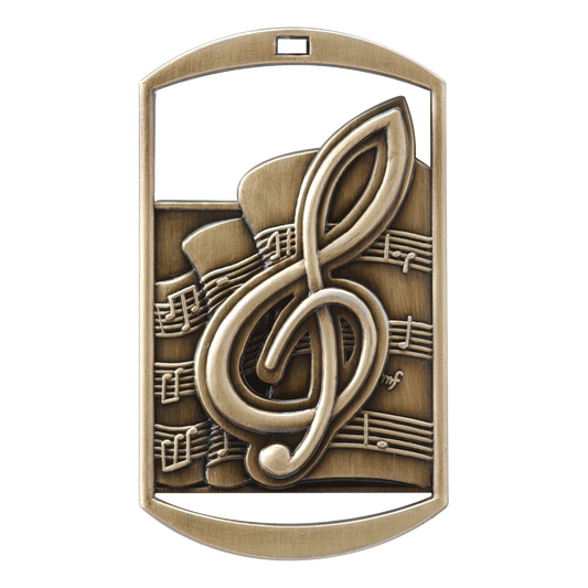 Rectangular Music Medal 2.75" / Gold