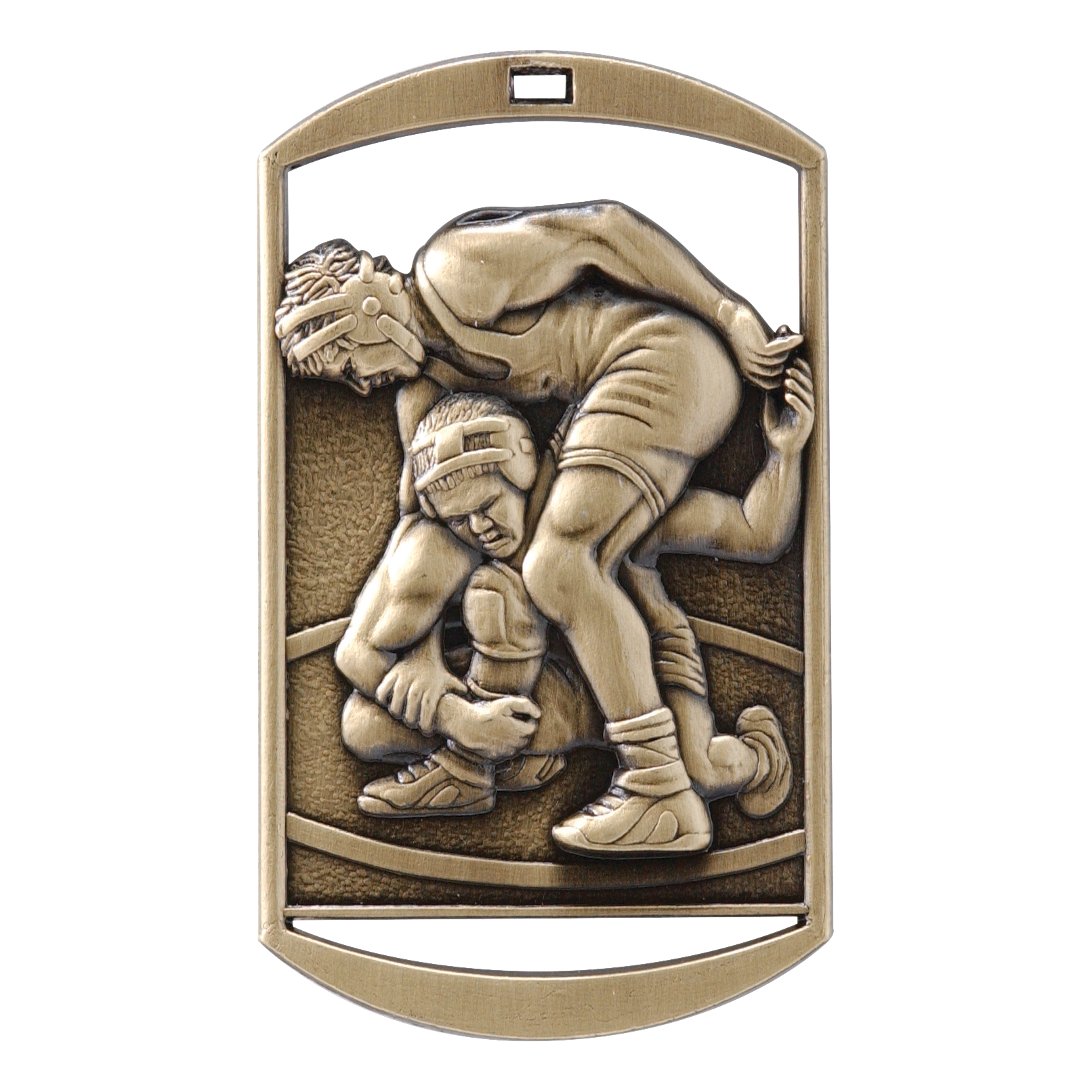 Rectangular Wrestling Medal 2.75" / Gold