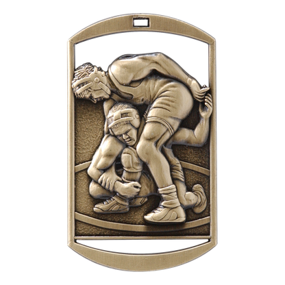 Rectangular Wrestling Medal 2.75" / Gold