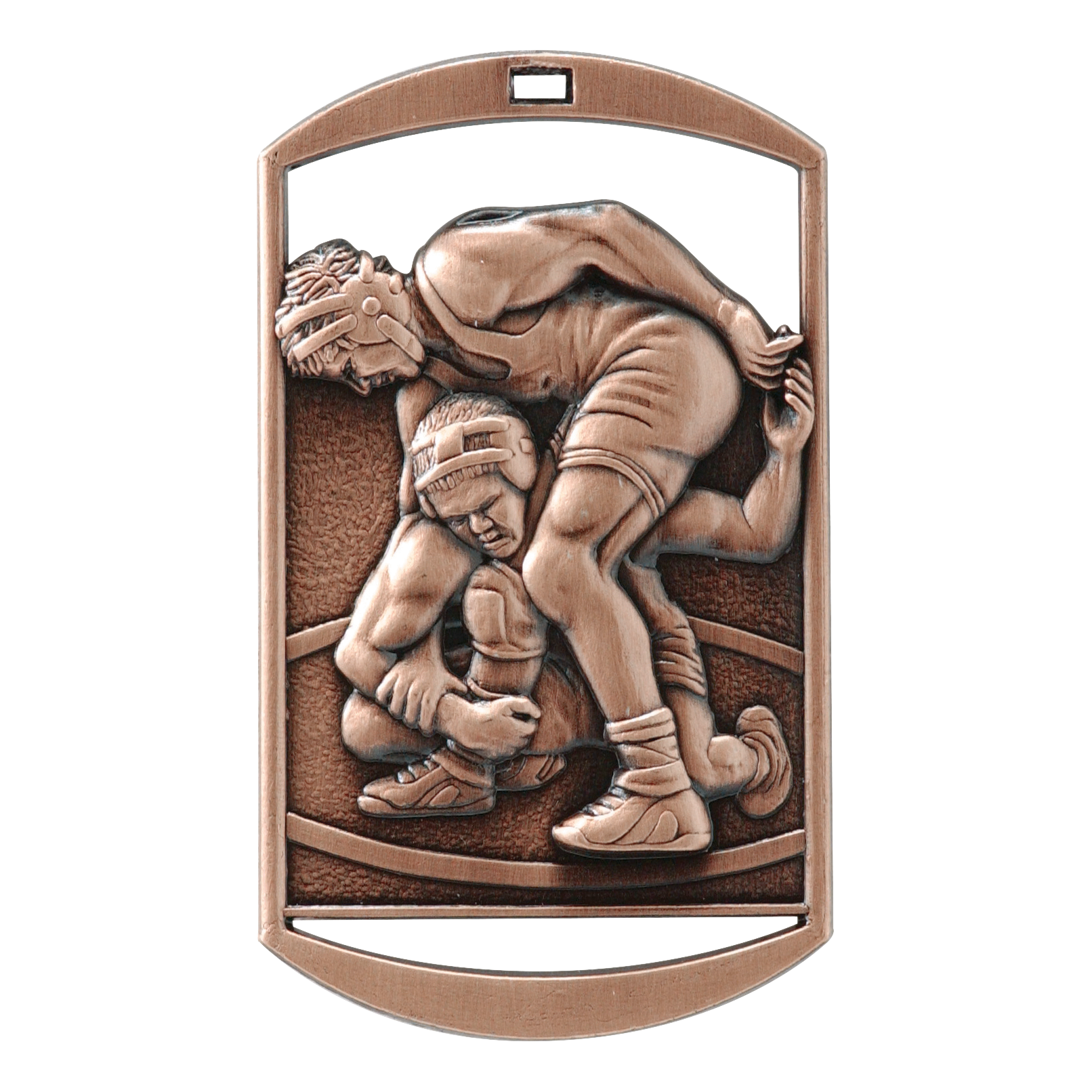 Rectangular Wrestling Medal 2.75" / Bronze (Copper Tone)