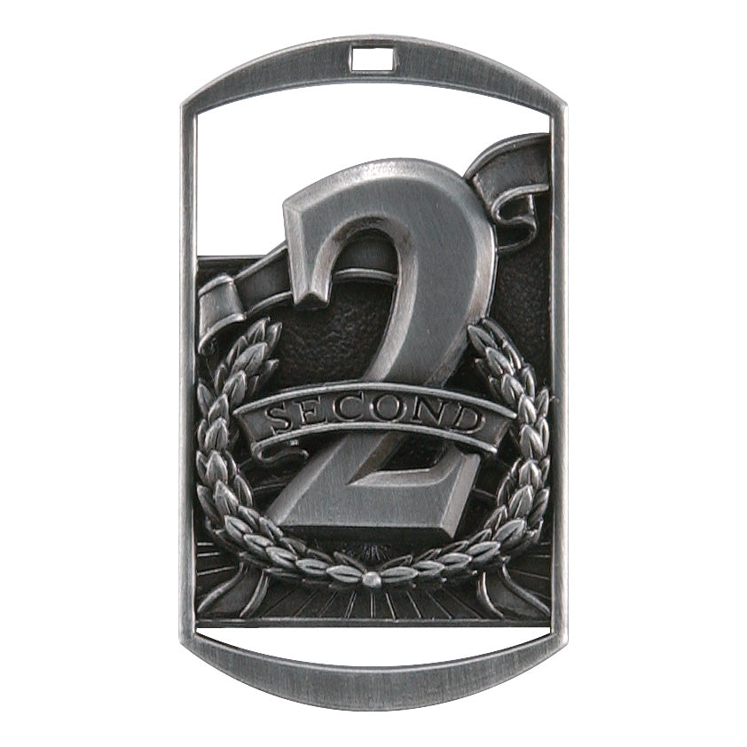 Rectangular 2nd Place Medal 2.75" / Silver