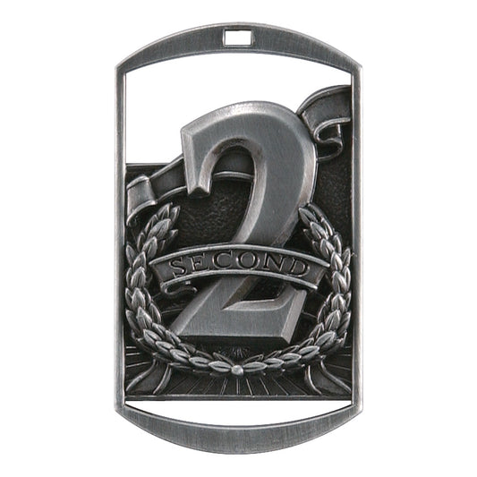 Rectangular 2nd Place Medal 2.75" / Silver