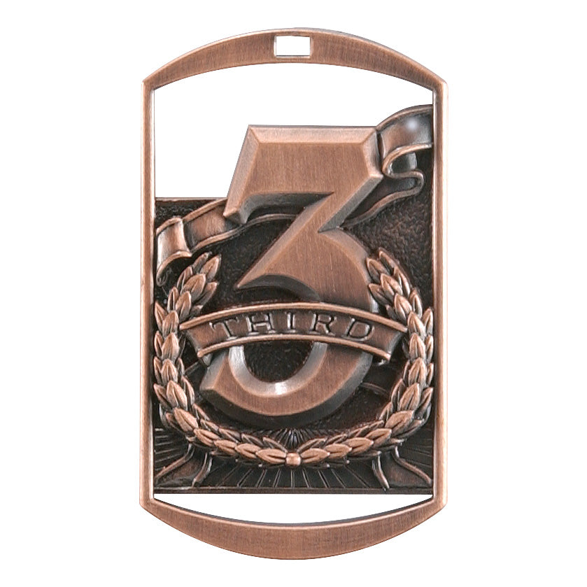 Rectangular 3rd Place Medal 2.75" / Bronze (Copper Tone)