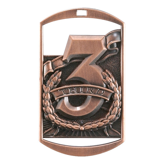 Rectangular 3rd Place Medal 2.75" / Bronze (Copper Tone)