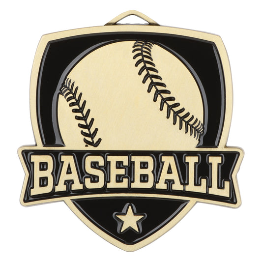 Shield Baseball Medal 2.5" / Gold