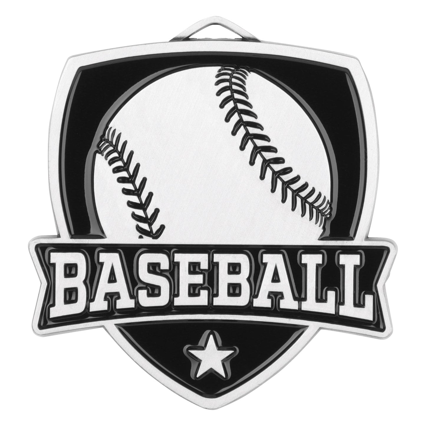 Shield Baseball Medal 2.5" / Silver